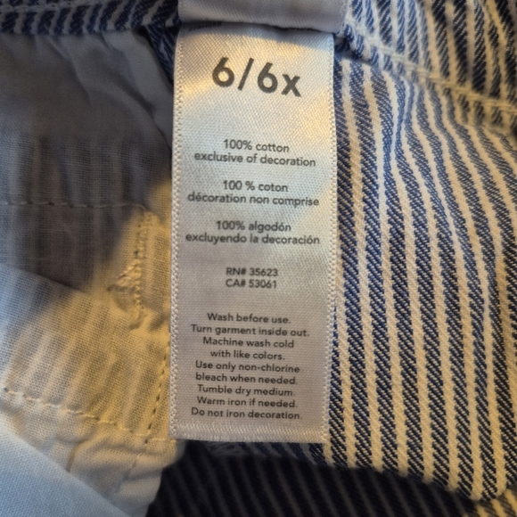 Carter's girls 6 6X blue & white stripe with embroidered flowers, NWT - Picture 4 of 5
